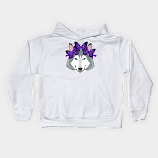 Lupus Wolf wearing Hope Butterfly Headband Kids Hoodie